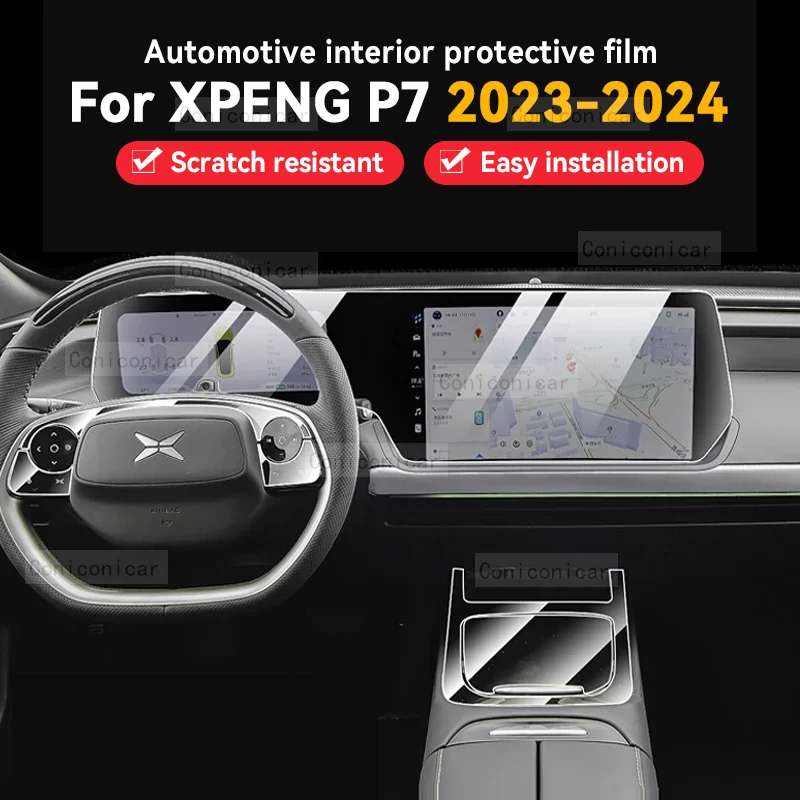 

For XPENG P7 2023 2024 Car Gearbox Panel Film Dashboard Screen Protective Sticker Interior Anti-Scratch Accessories