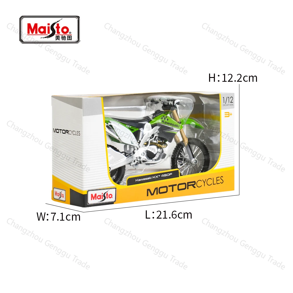 Maisto 1:12 Kawasaki KX 450F Green Die Cast Vehicles Collectible Hobbies Motorcycle Model Toys