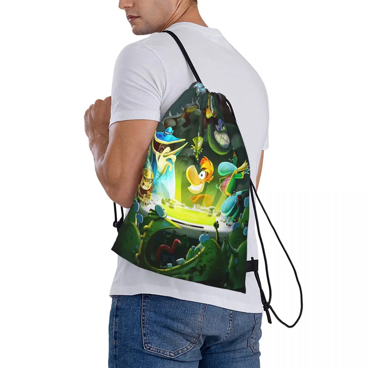Cartoon Games Rayman Legends Backpacks Multi-function Drawstring Bags Storage Bag Book Bags for Man Woman School