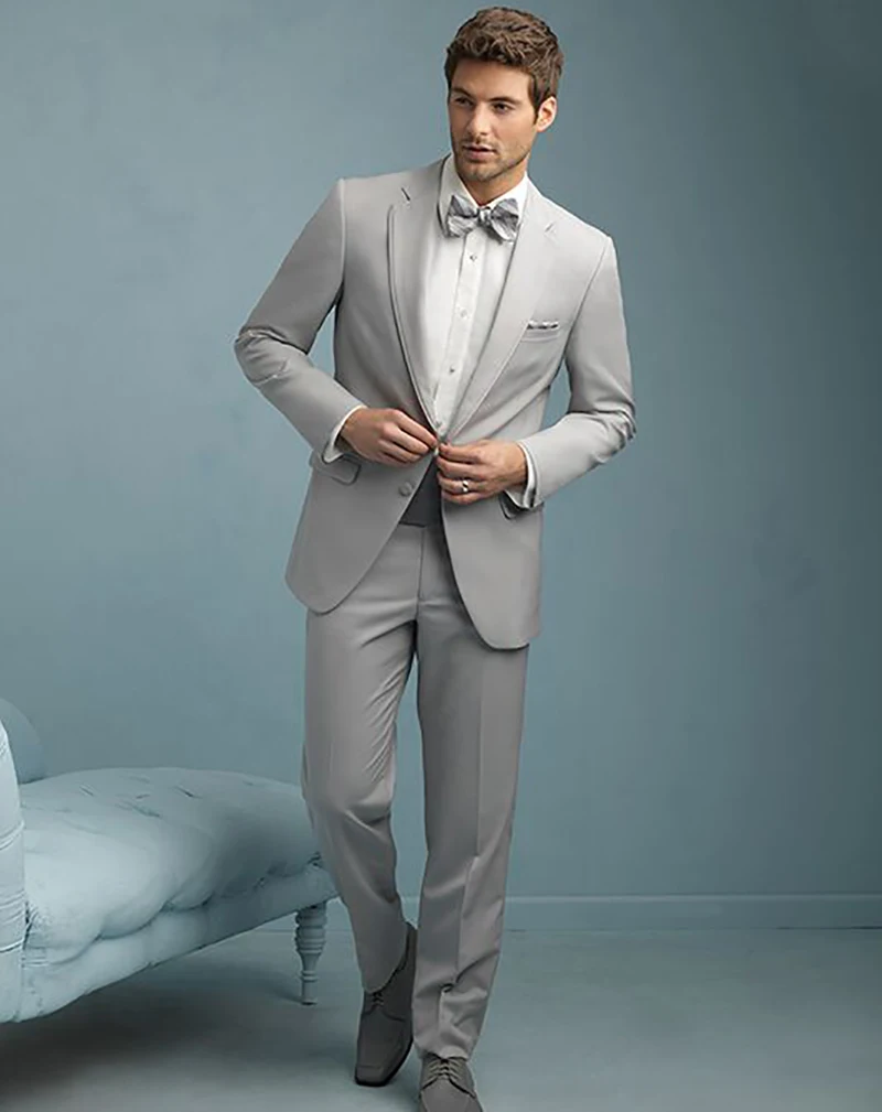 New Wedding Suits For Men Groom Wear Solid Color Slim Fit Notch Lapel Tuxedos Business Office 2 Pcs Jacket Pants Custom Made