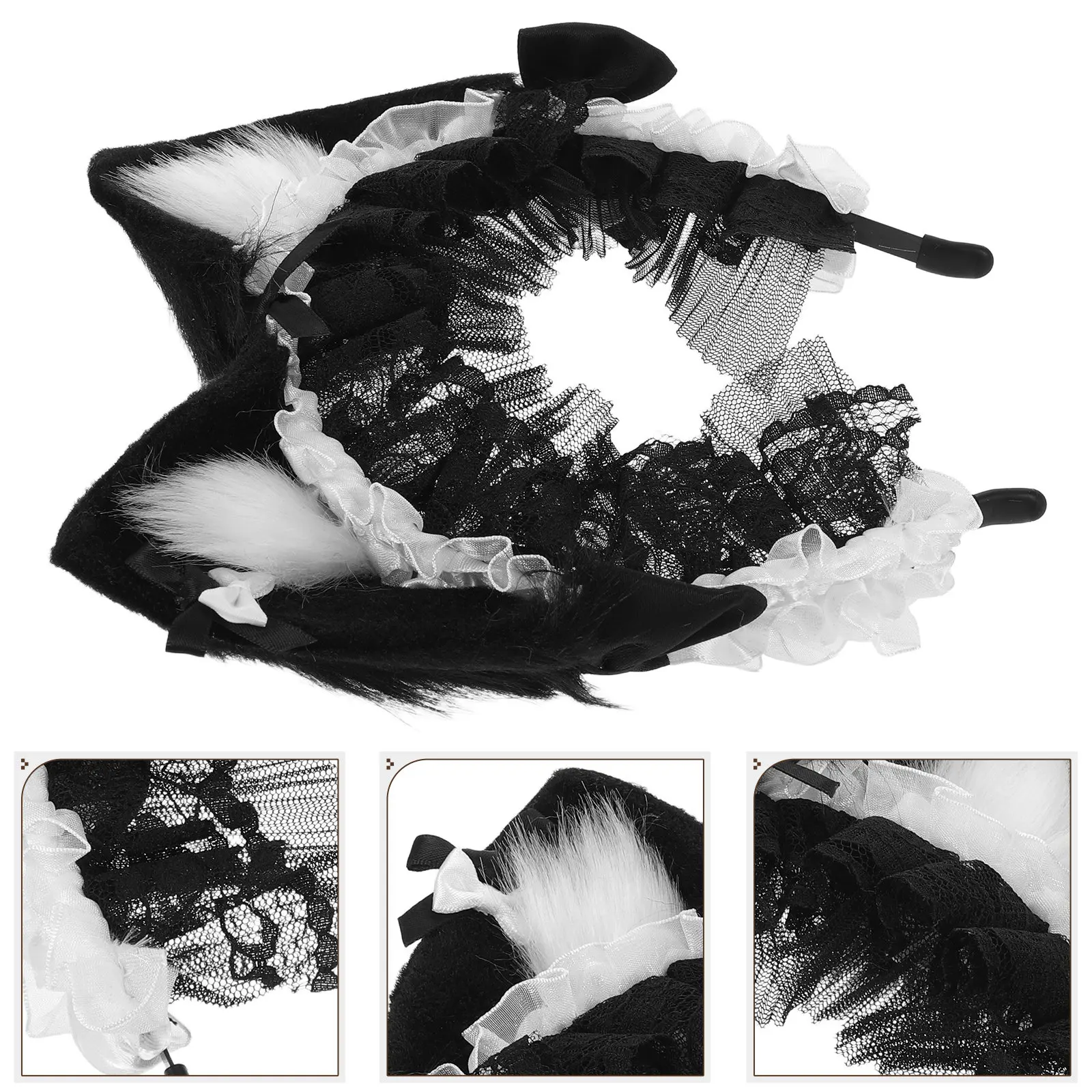 

Кружевная повязка на голову с кошачьими ушками, ручной работы, элегантная, нежно-розовая, в стиле Лолита, для косплея, аксессуар для вечеринок, для женщин и девушек