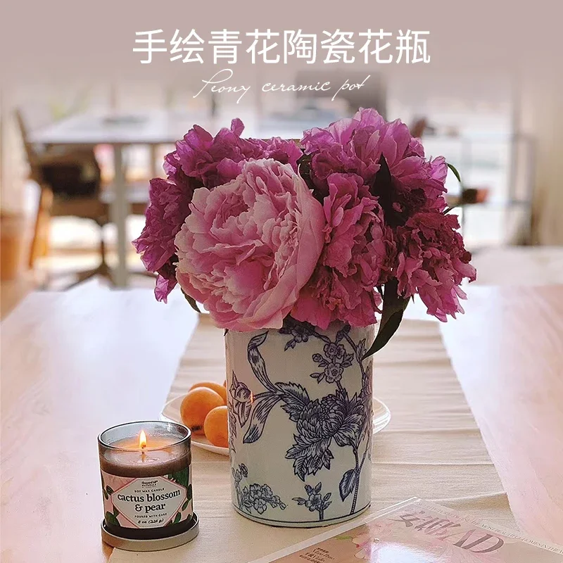 Blue And White Porcelain Vase Chinese Style Blue Printing Classic Blue And White Porcelain Vase Suitable For Hydroponic Vase