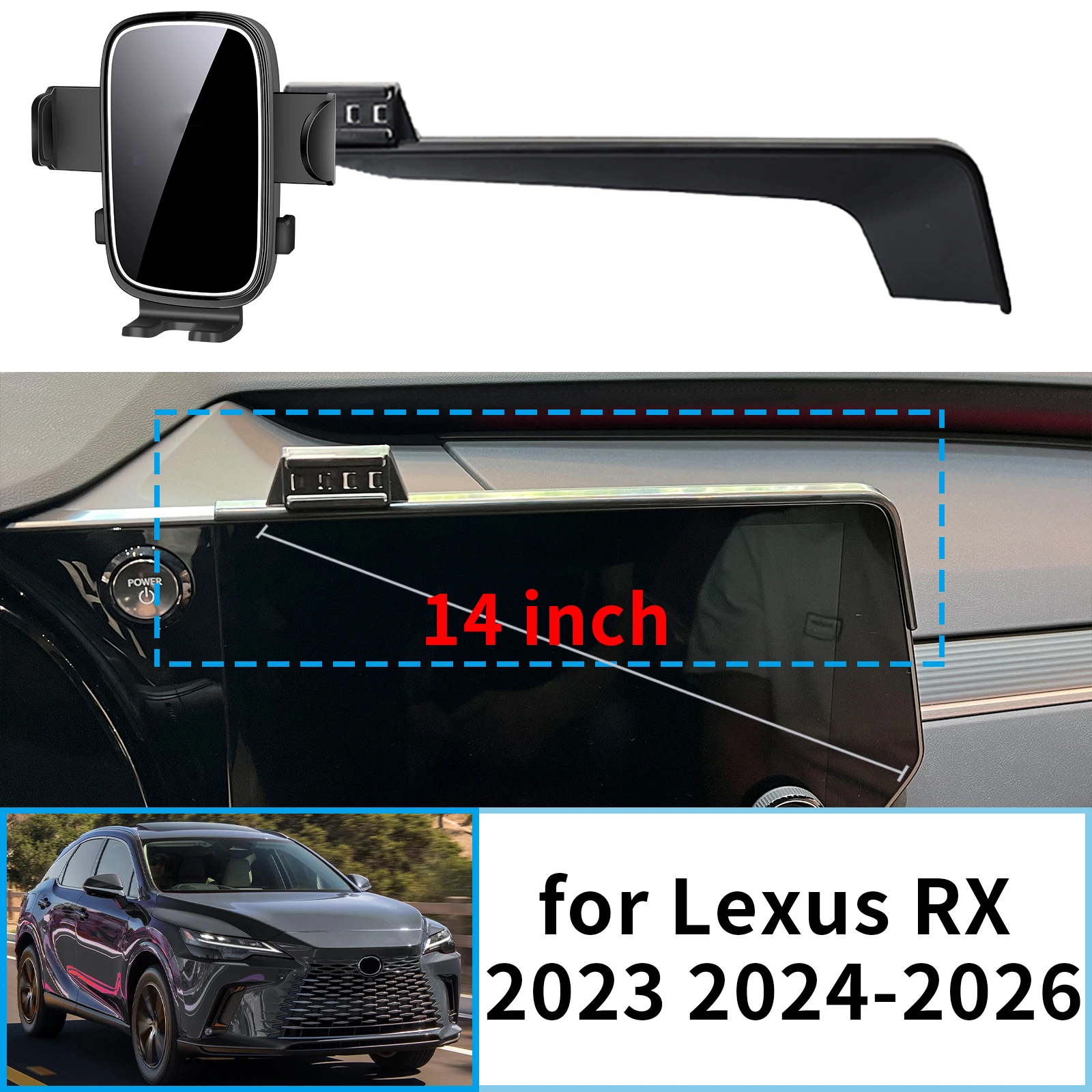 

fit for Lexus RX 2023 2024 2025 2026 (14in) Stable Clip-On Phone Holder​​ Mount Screen Base No Vibration​ Car accessoires
