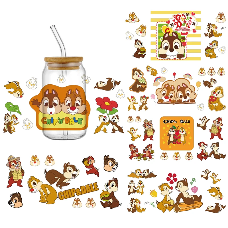 

Miniso Disney Chip Dale UV DTF Cup Wrap for 16oz Libby Cute Cartoon 3D Decal Glass Can DIY Waterproof Transfer Sticker Wholesale