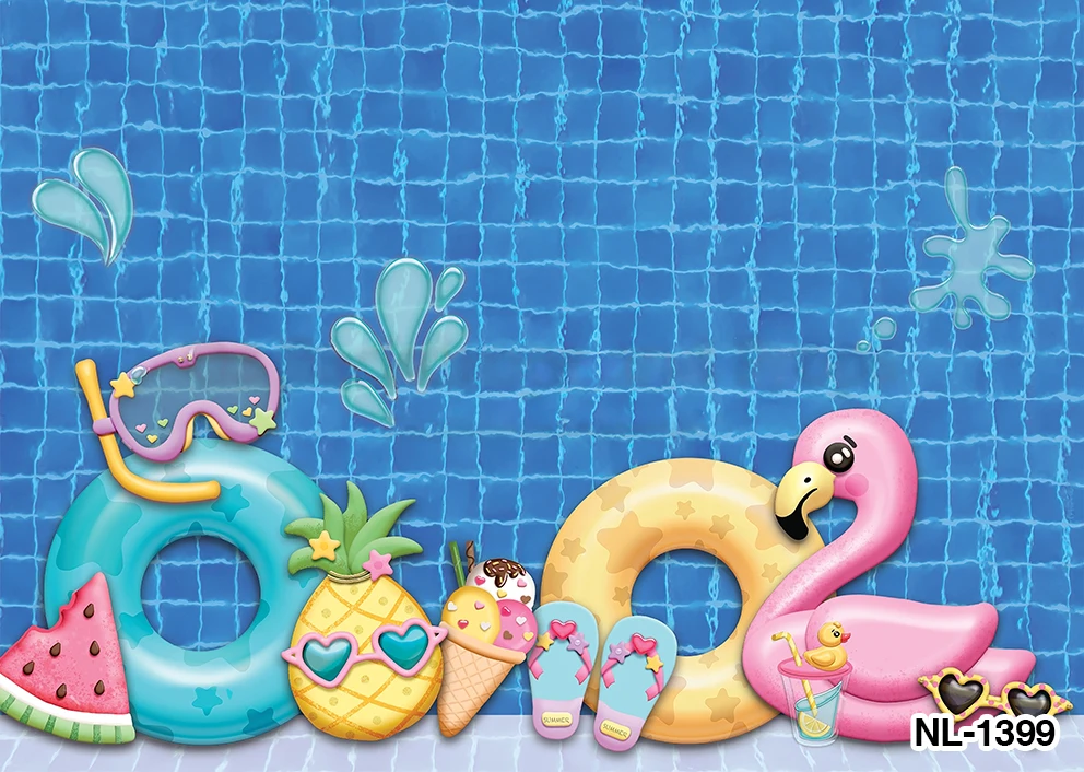 Photography Background Summer Water Ball Pink Lifebuoy Adult Pool Party Banner Backdrops Decor Photo Studio Photozone