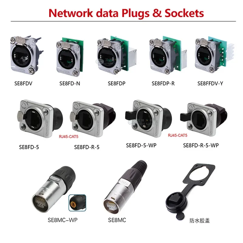 D-Type Module RJ45  CAT5E Vertical Panel-Mount Connector Network Ethercon Chassis Socket,D-N8FDP RJ45 Feed/Pass Panel Mount Jack