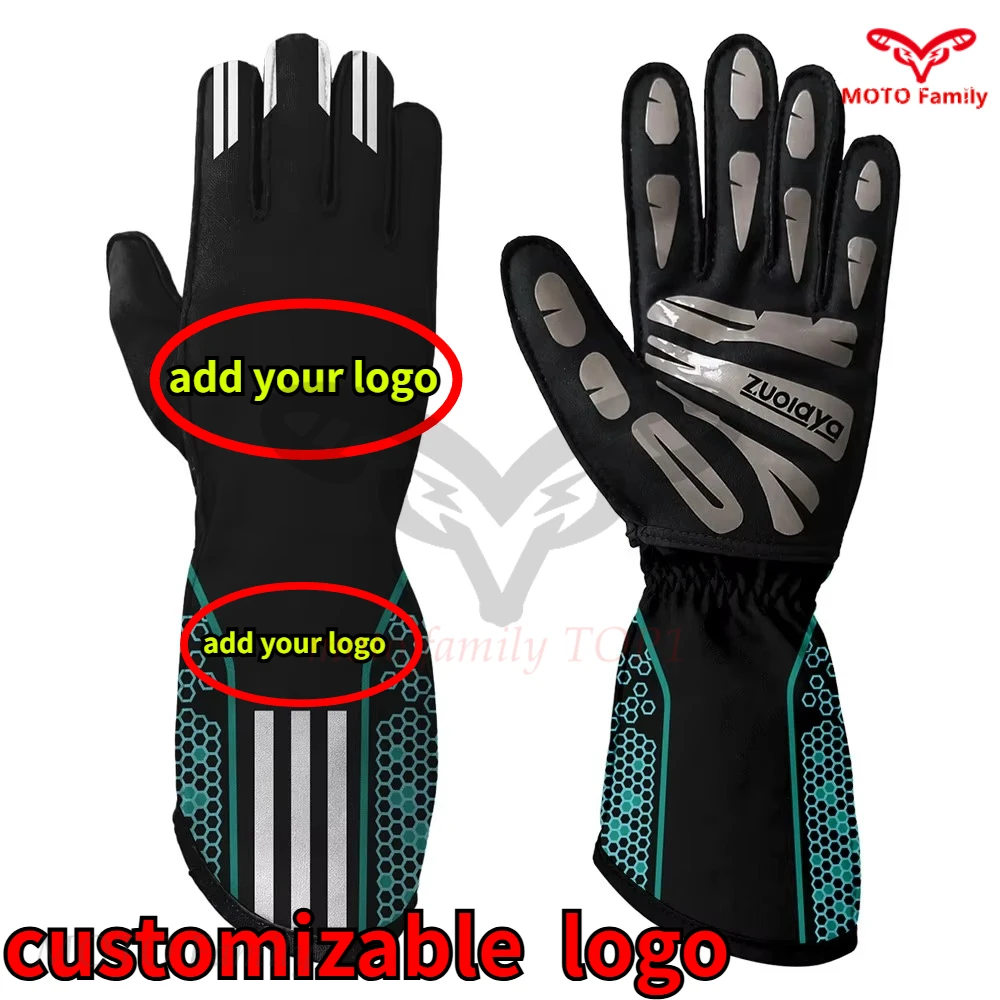 Private kart racing gloves outer seam non-slip light full palm silicone wear-resistant fixed pattern logo motorcycle gloves