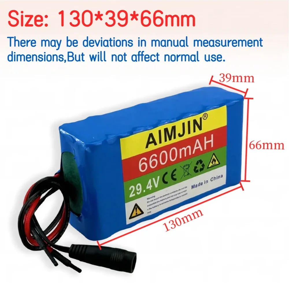 29.4V 6600mAh 18650 Rechargeable Li-ion Battery 7S2P High Capacity Battery Motorcycle Tricycle Drone Traffic Light Scooter