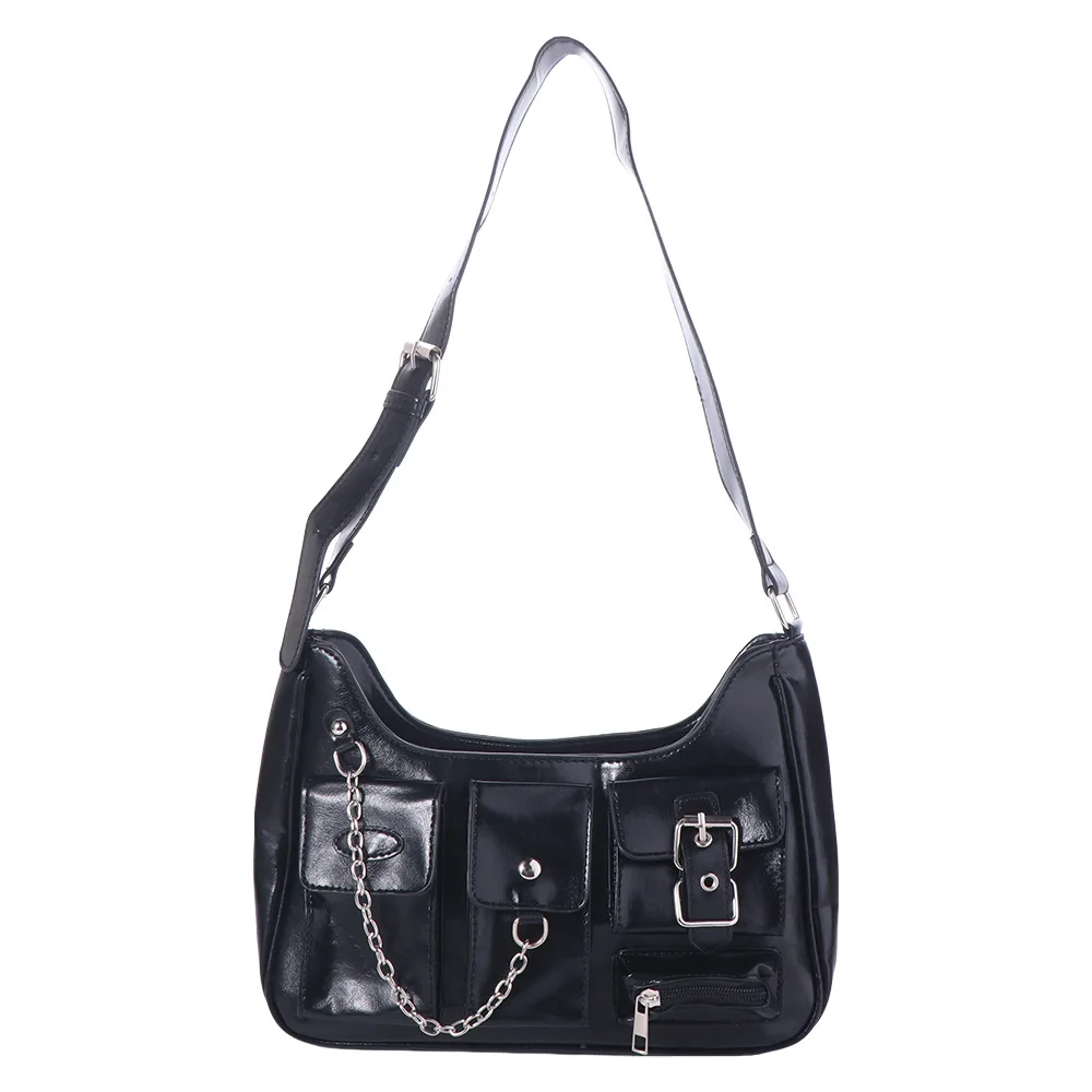 

Elegant Y2K PU Crossbody Bag Harajuku Gothic Leather Handbag Aesthetic Wallet Underarm Shoulder Bag Women