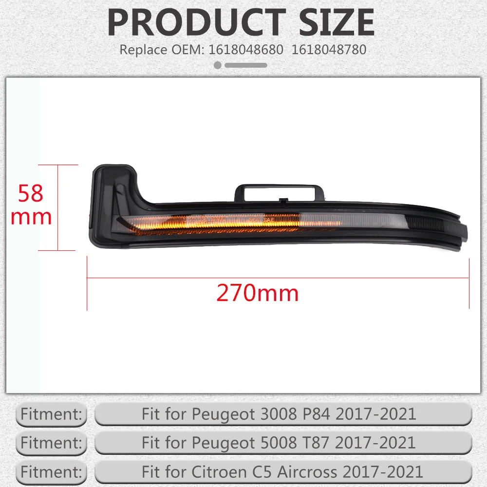 2Pieces Sequential Flashing Lamp LED Dynamic Turn Signal Light For