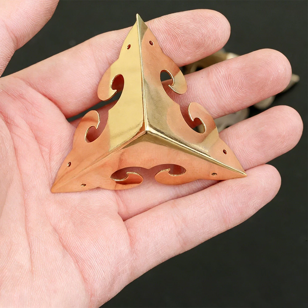20/30/45mm Box Corners Brackets for Home Decorative Triangle Table Chair Brass Metal Corner Protectors Furniture Hardware 4Pcs