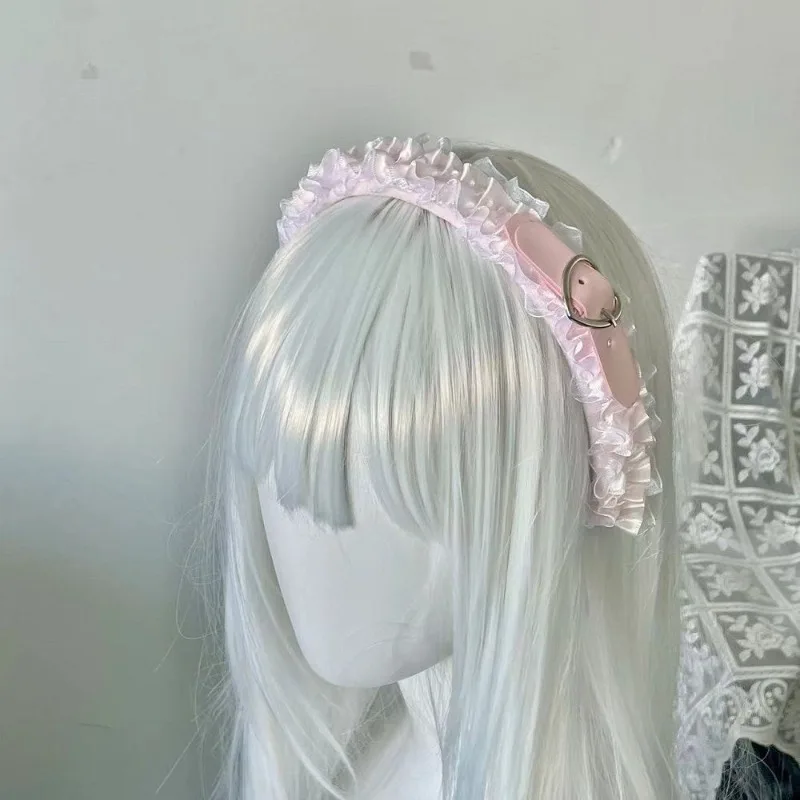 手作り女性のカワロリータヘッドバンド原宿 Y2K ファッションレースデザインヘッドバンド女性のコスプレゴスかわいい帽子アクセサリー