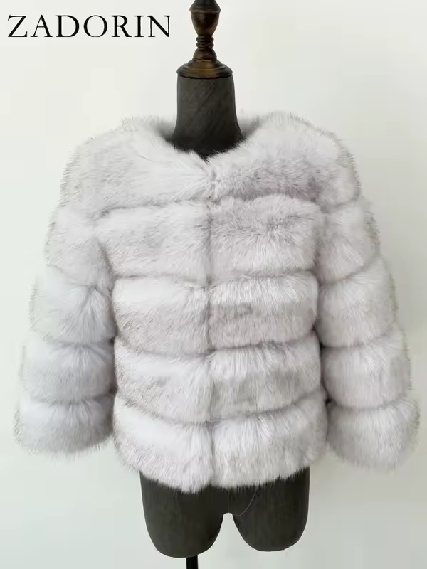 ZADORIN S-6XL Mink Coat Winter Black White Faux Fur Coat Woman Elegant Fluffy Faux Fur Jacket Top Short Fur Coats Woman Clothing - Image 29