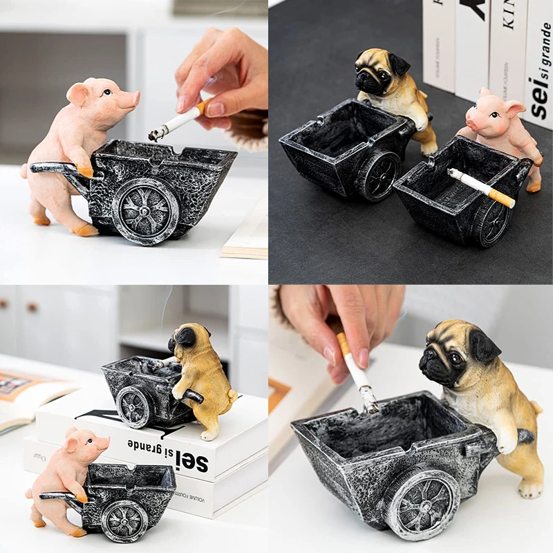 Desktop Ashtray Creative Dog Excavator Bucket Model Ashtray Stylish Tabletop Funny Decor Indoor Patio Tobacco