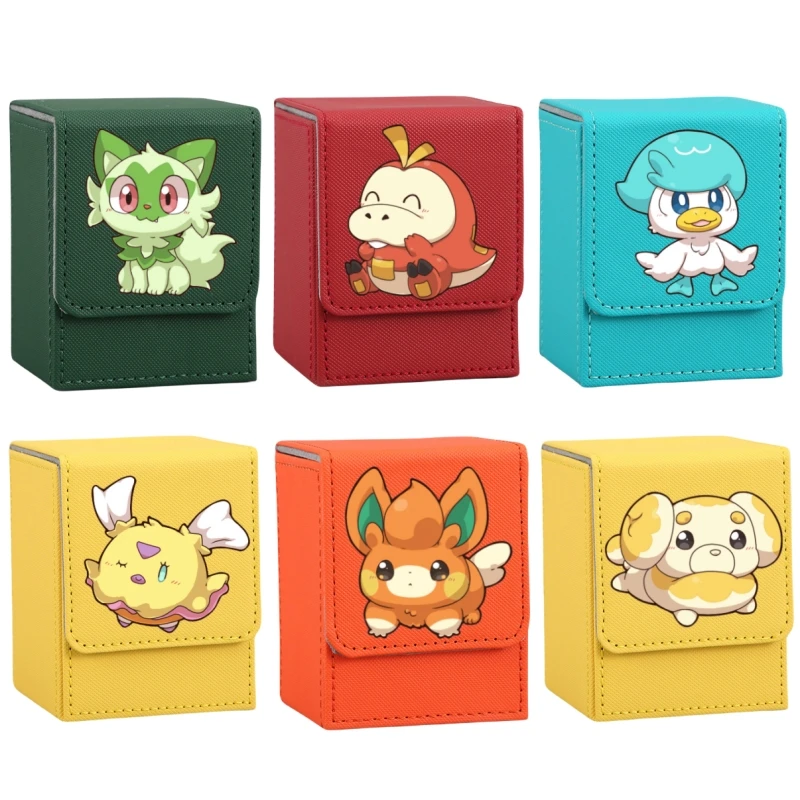 Pokemon Sprigatito Fuecoco Quaxly Animation Characters DIY Leather Card Storage Box Anime Classics Game Collection Card Toy Gift