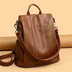 NEW Anti theft Backpack Purses High Quality Soft Leather Female Vintage Bag School Bags Travel Bagpack Ladies Bookbag Rucksack