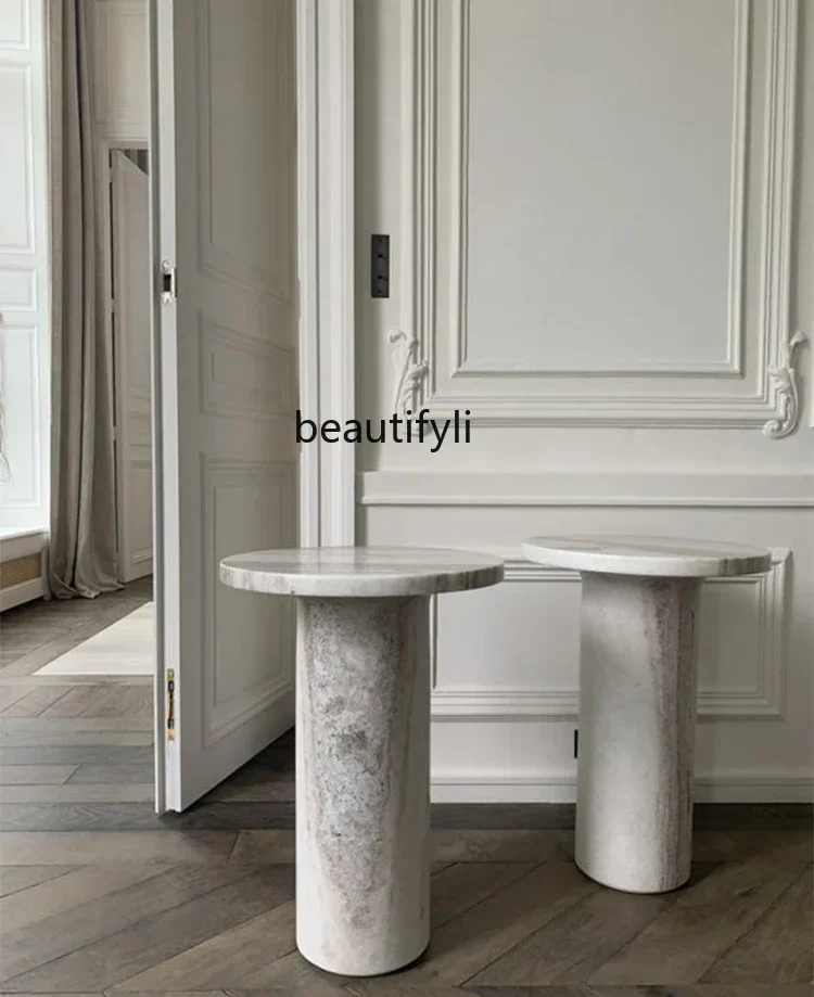 

Nordic light luxury very simple modern size apartment living room marble sofa edge few small stools