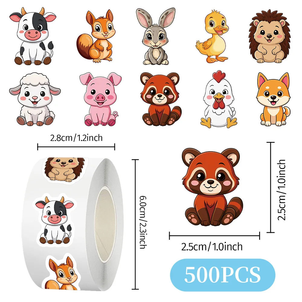 500-1500pcs Adorable Animal Stickers Jungle Farm Ocean Animal Water Bottle Stickers Waterproof Vinyl Animal Stickers Skateboard, image 4