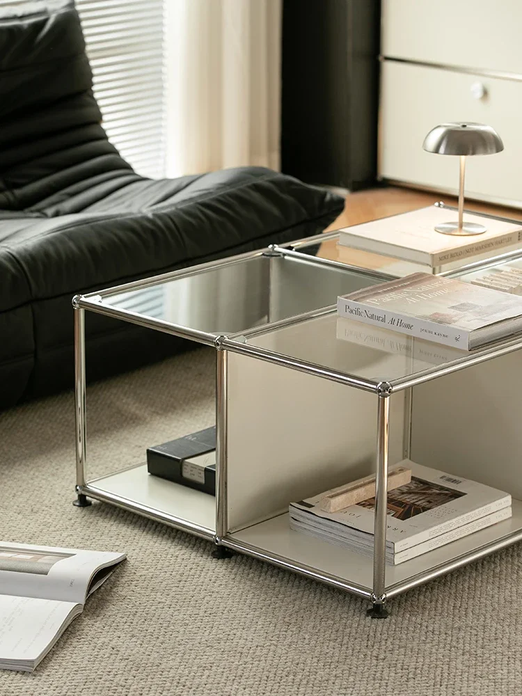 Medieval stainless steel module coffee table Modern simple ins small apartment household living room coffee table