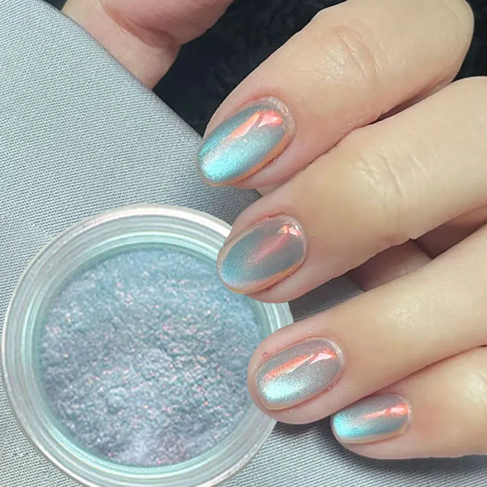 1Jar Aurora Effect Nail Powders Moonlight Mirror Mermaid Unicorn Chrome Nails Art Rubbing Powder UV Gel Polish DIY Nail Decor