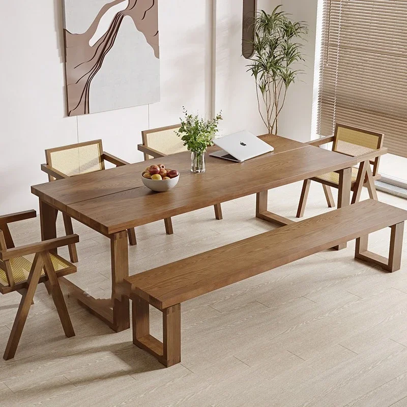Solid wood dining table living room long table small apartment dining room multi-person