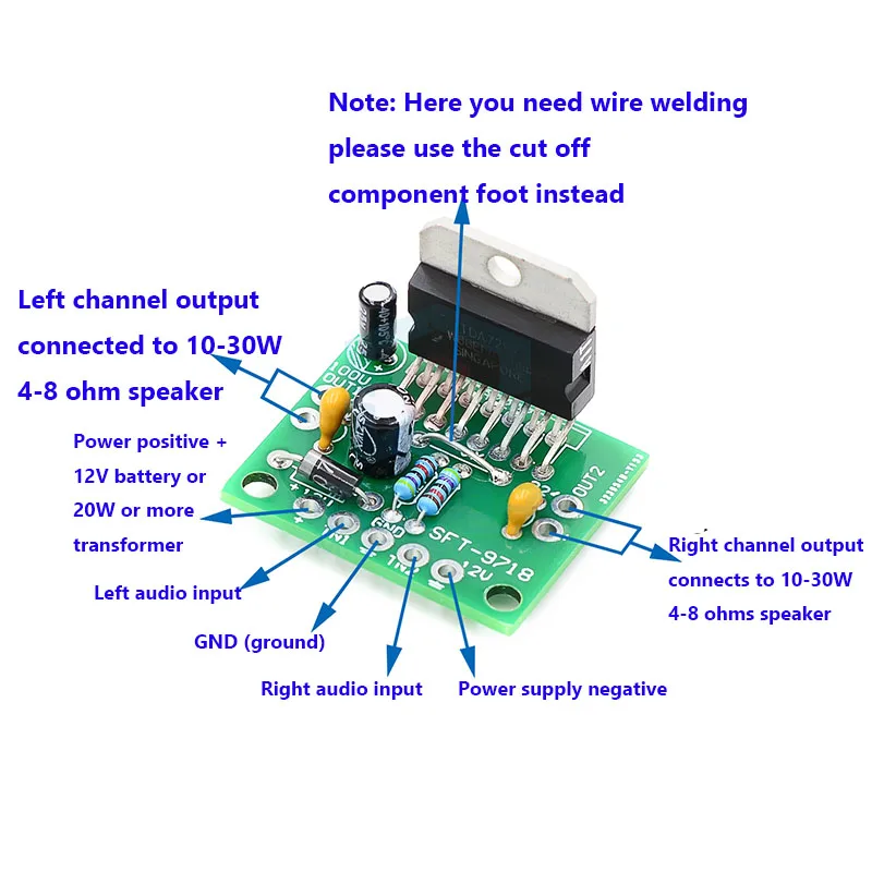 TDA7297 Amplifier Board Bulk DC 12V Pure Rear 2.0 Dual Channel 15W+15W Electronic DIY Kit