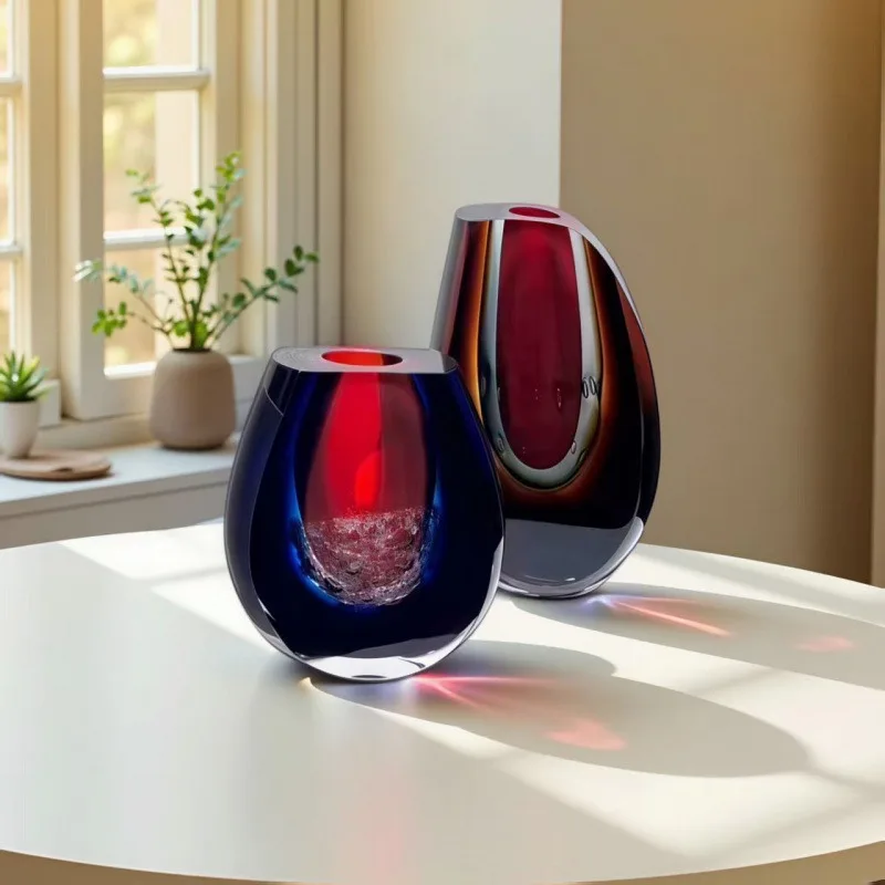 Modern Light Luxury Glass Vase Home Living Room Entrance Decor Ornament Advanced Art Flower Arrangement Vase