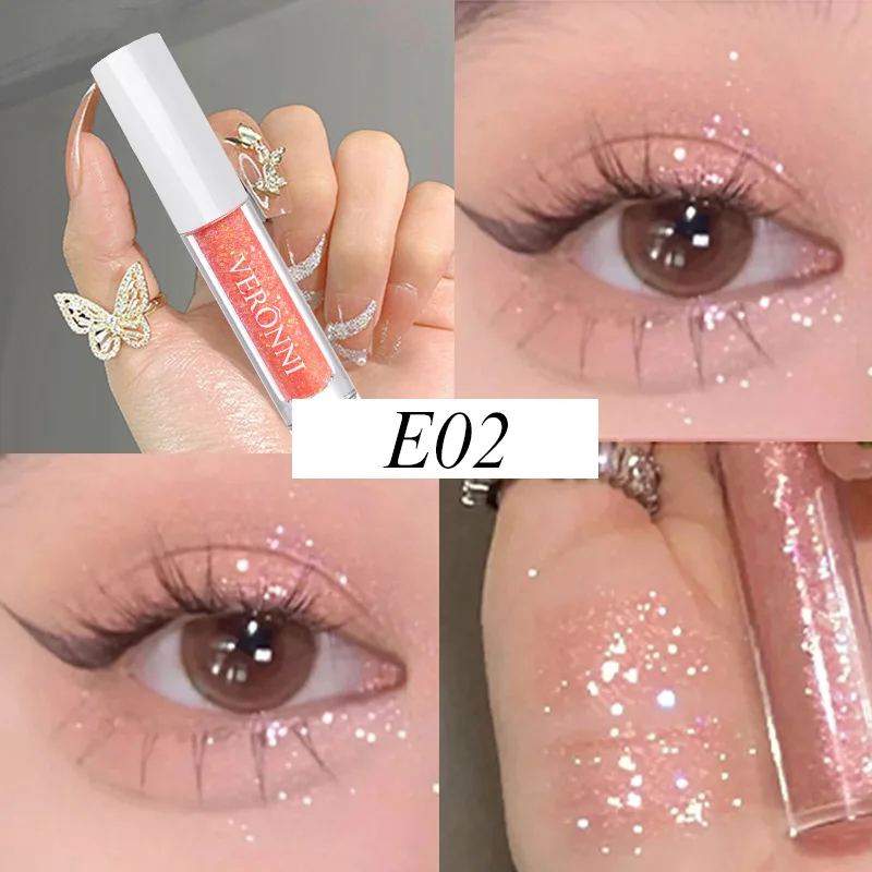 Resaltador de brillo de 6 colores, sombra de ojos líquida, delineador de ojos duradero, resistente al agua, brillo dorado, Maquillaje, herramienta de belleza, cosméticos