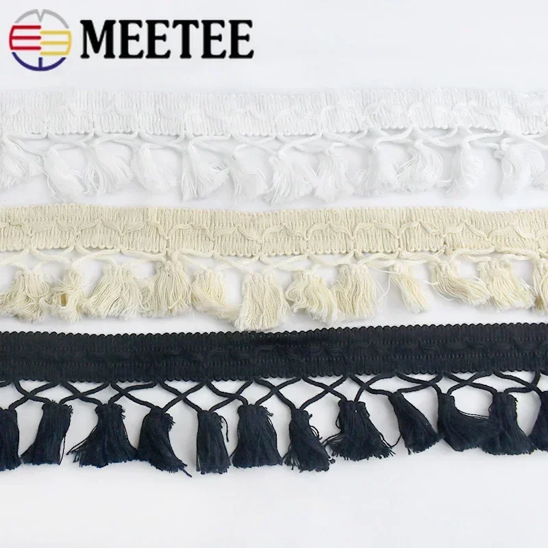 1-10Yard Meetee 6cm Cotton Fringe Lace Drop Tassel Trim Ribbon for Cloth Hometextile Decor DIY Handmade Craft Sewing Accessories