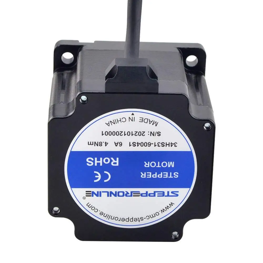NEMA 34 Stepper Motor 4.8Nm High Speed Low Vibration Low Noise Bipolar 2 Phase 6.0A 14mm Key-Way Shaft 3D Printers CNC Machine