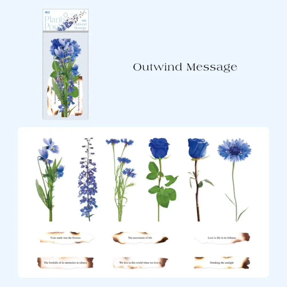 PET Vintage Decorative Sticker Vintage Plants and Poetry Series Retro Rose Sticker Flower Ins Styling Flowers Sticker