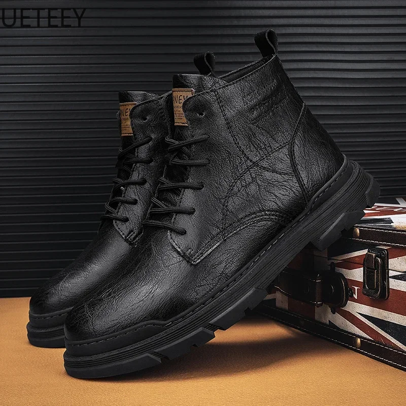 UETEEY-Botas de invierno para hombre, zapatos de plataforma de alta calidad, zapatos de nieve, Tops altos, populares, elegantes, cálidos, nuevos, clásicos