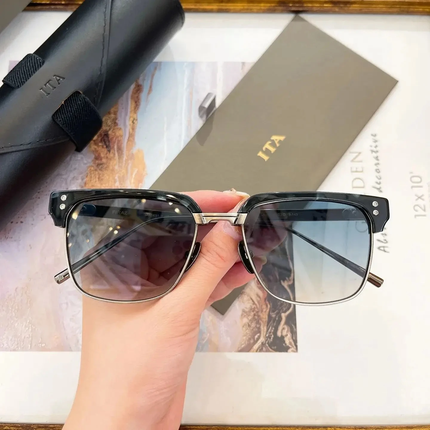Original ADITA FIRAZ DTS431 gafas de sol cuadradas de negocios informales de moda para hombre UV400 aleación Premium + montura de acetato gafas de pareja para mujer