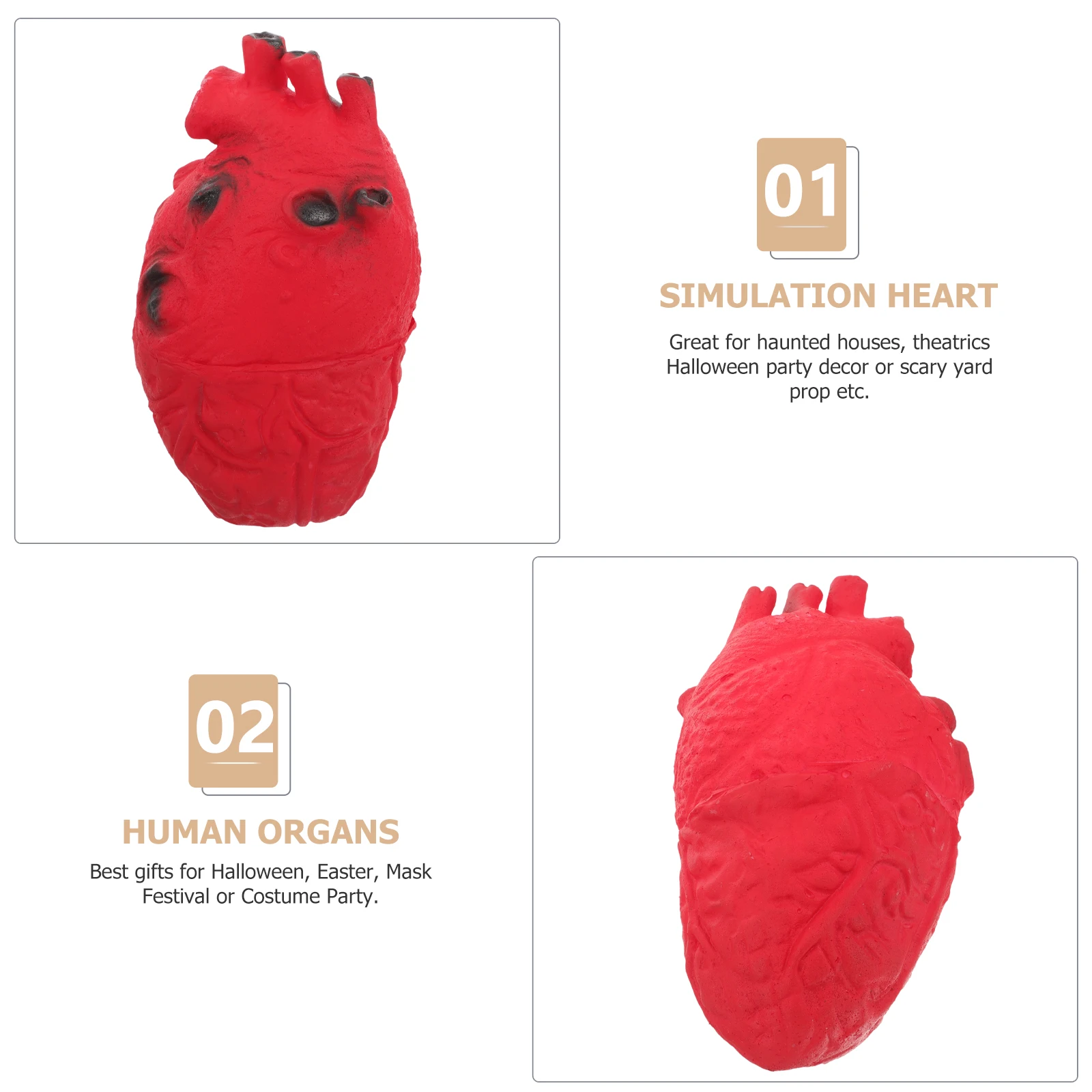 

Simulated Heart Prop Realistic Bloody Halloween Decor Scary Fake for Haunted House Party Yard Display Costume Theater Horror
