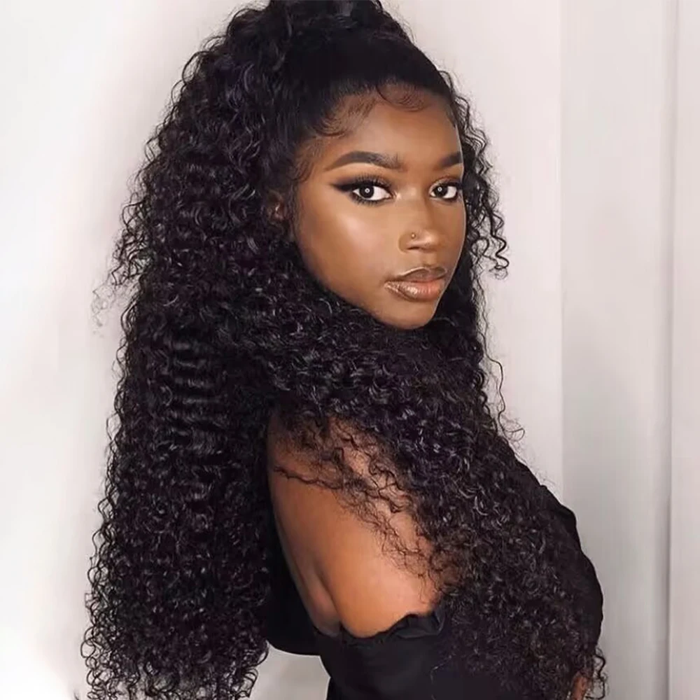 

Полупарики Вьющиеся бесклеевые парики 3 в 1, полупарик, регулируемый с шнурком, бесшовные зажимы, откидывающиеся человеческие волосы плотности 220%