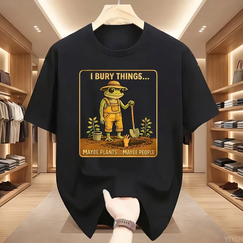 I Bury Things Maybe Plants Maybe People Funny Frog Gardener T-shirts Men Women Vintage Harajuku T Shirt 100% Cotton Cozy T-shirt