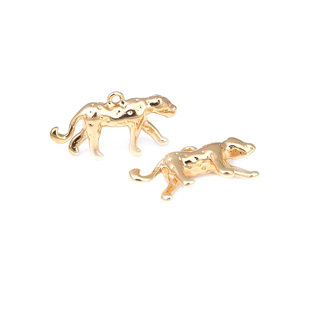 6PCS 18K Gold Color Brass Leopard Charms Pendants High Quality Necklace Earrings Jewelry Accessories Rosediy official-website