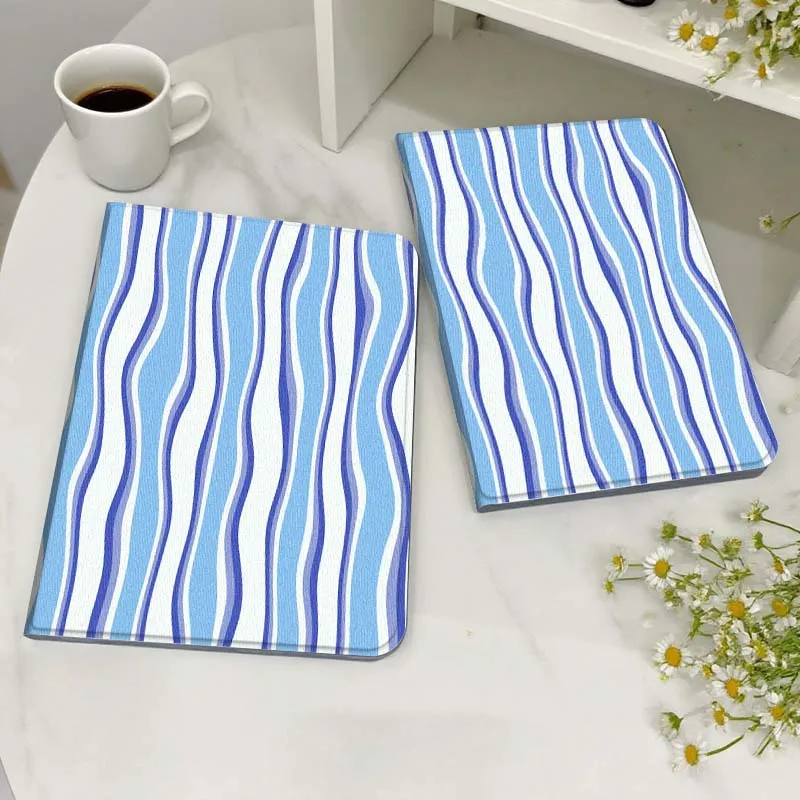 

Cartoon Blue Wavy Stripes Case For Honor MediaPad MatePad 6 7 X8 M5 M6 V6 V7 T5 T10 T10s 10 11 SE C5e X8a Pro Lite Tablet