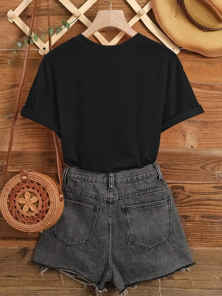 Women T-Shirt Vintage Cowboy Printing Short Sleeve Summer Casual Street Tees Tops Fashion Oversize Soft Breathable Clothes
