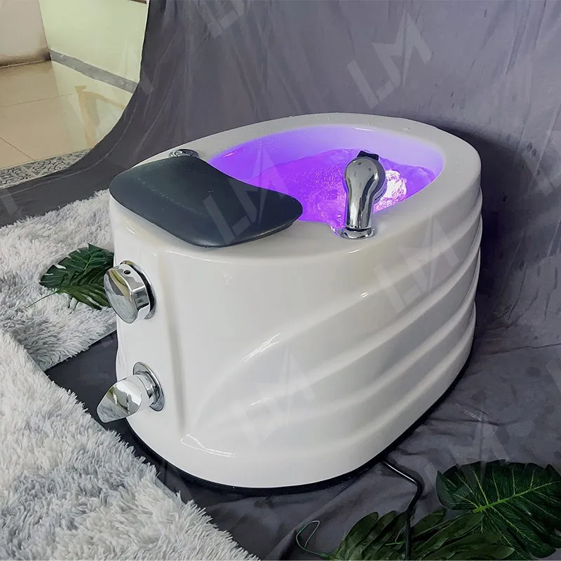 Indoor Portable Freestanding LED Surfing Colored Light Foot Bath Massage Pedicure Basin with Nozzle