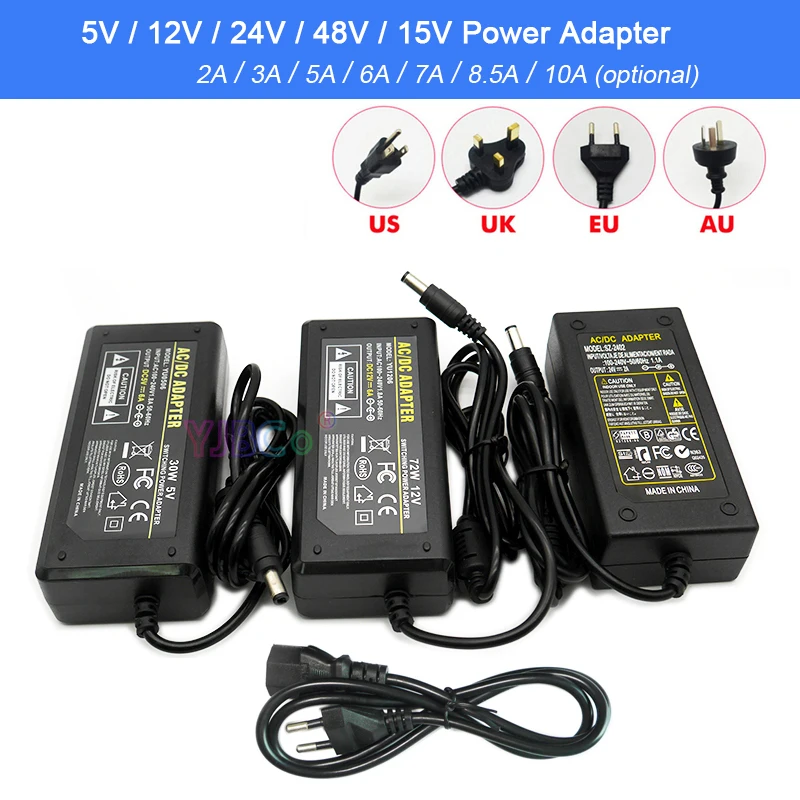 5V 12V 24V 15V 48V DC Power adapter 2A 3A 5A 6A 7A 8.5A 10A LED Strip Power Supply Security Cameras,Audio/Video 110V-220V input