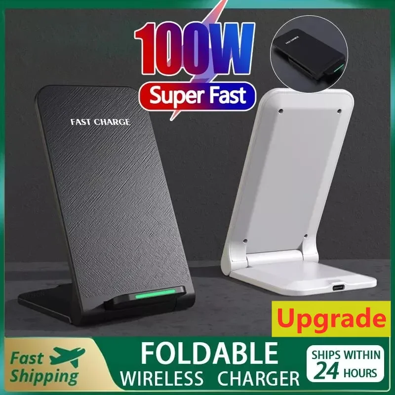 100W Foldable  Wireless Charger Stand Pad Fast Charging For iPhone 14 13 12 11 XS XR 8 Samsung S21 S20 S8 Huawei Qucik Charger