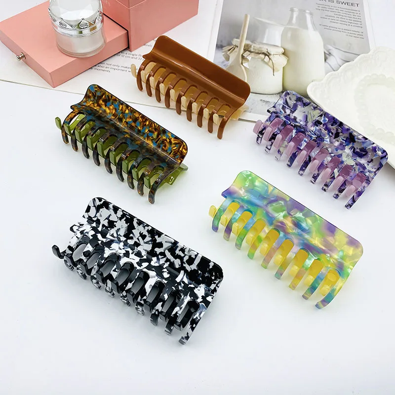 NEW Colorful Two-tone Hair Claw Large Size Classic Style Eco-Friendly Acetate Hair Claw Clips Hair Accessories for Women Girls