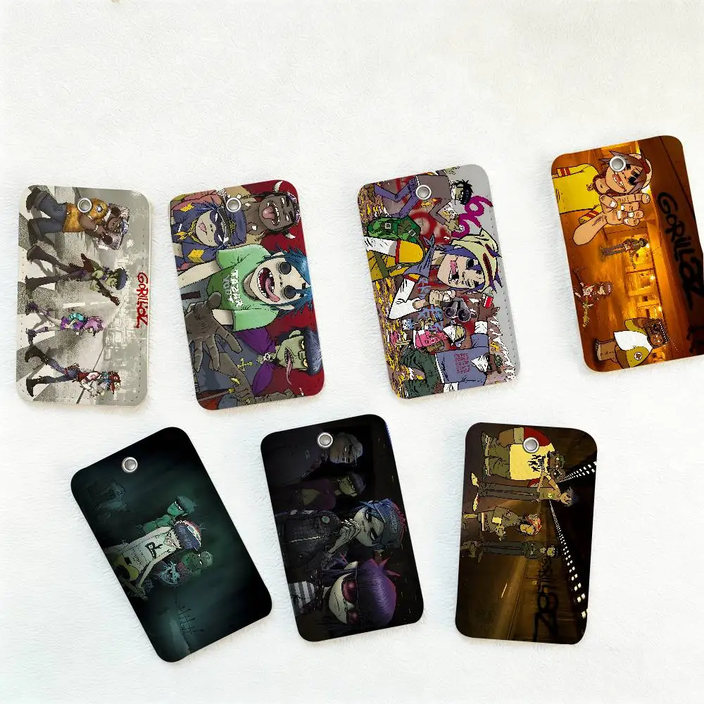

Band Rock Gorillaz PU Soft Leather Rectangular Key Card Holder Induction Elevator Protection Cover Youth Faion Accory