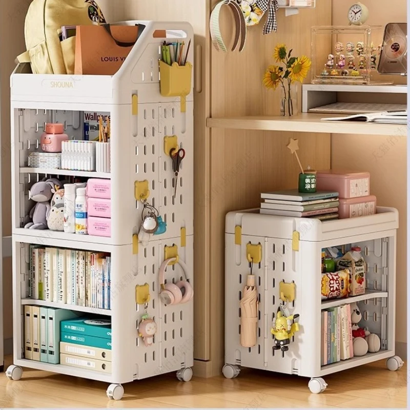 Kids' Mobile Bookshelf Living Room Book Display Rack for Nursery Multi-Purpose Rolling Storage Organizer for Corner Shelf Unit
