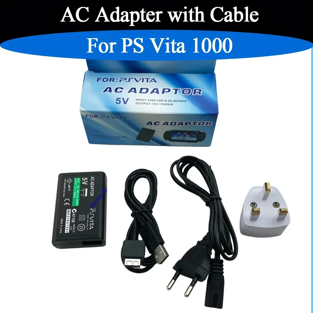 Nieuwe vervangende AC-adapter voor PS Vita 1000, USB-datakabel, EU/VS/VK-stekker, wandlader, voeding voor PSV1000 Acc