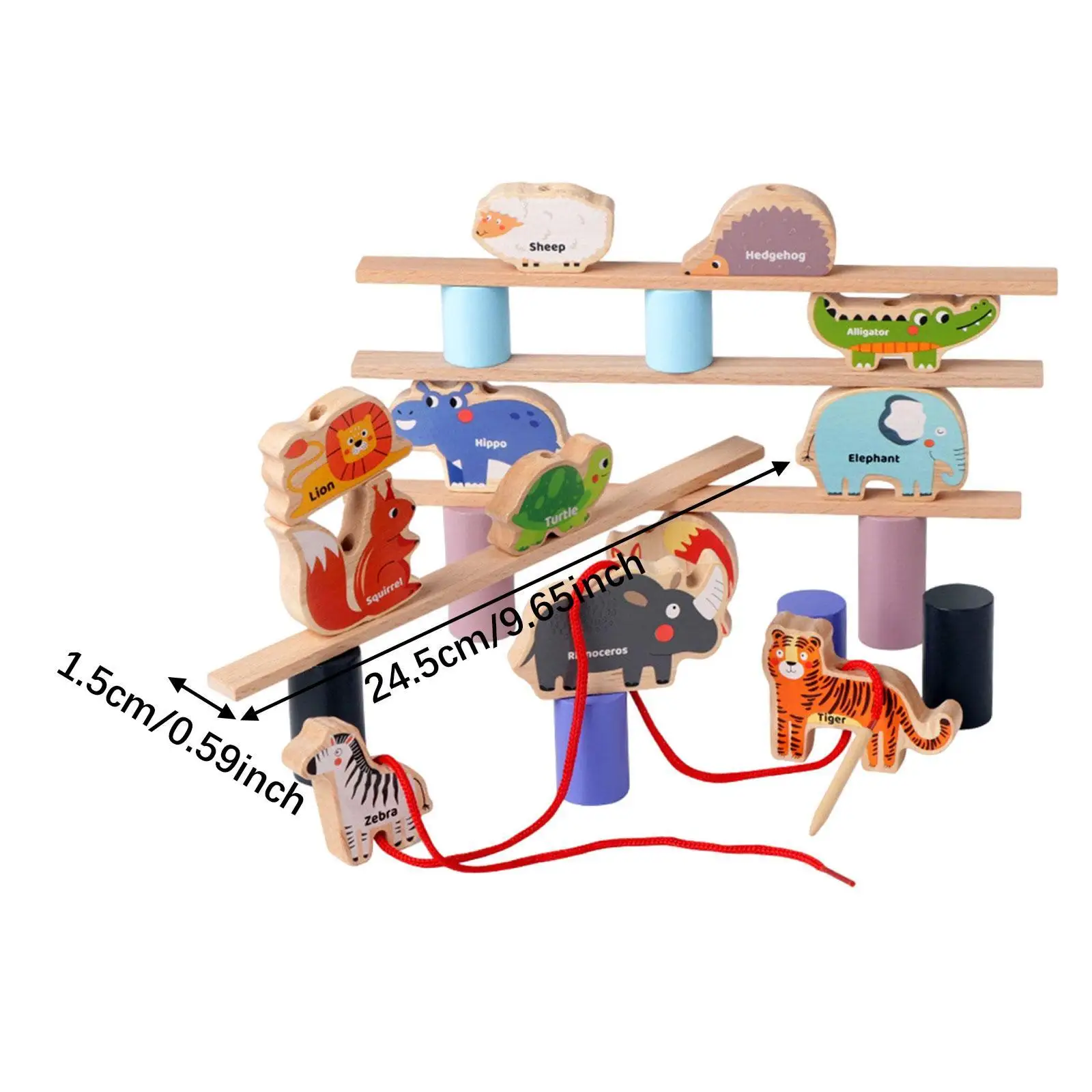 Wooden Balance Block Toy Sorting and Stacking Games Recognition Animal Model