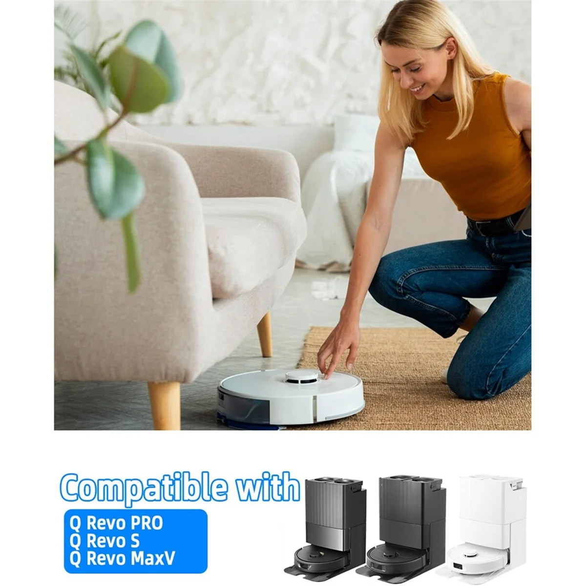 A02V-For Roborock Q Revo PRO/Q Revo S/Q Revo MaxV Robot Vacuum Parts Main Side Brush Hepa Filter Mop Cloth Dust Bags