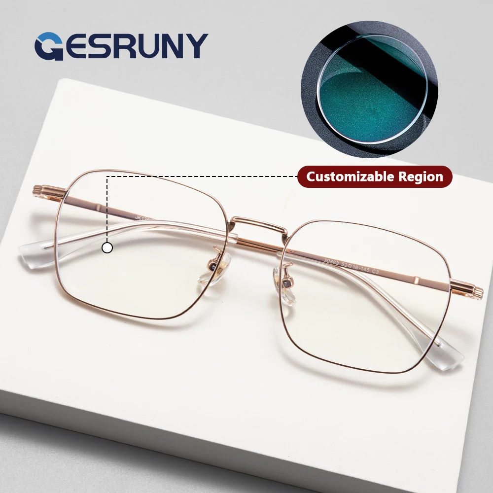 

Gesruny Luxury Square Progressive Prescription Glasses Myopia Hyperopia Optical Lenses Eyeglasses for Women Men Reading Eyewear