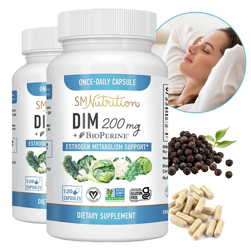 DIM Supplement 200 mg - Diindolylmethane for Women's Estrogen secretion Balance, Menopause, PCOS, Metabolic Support